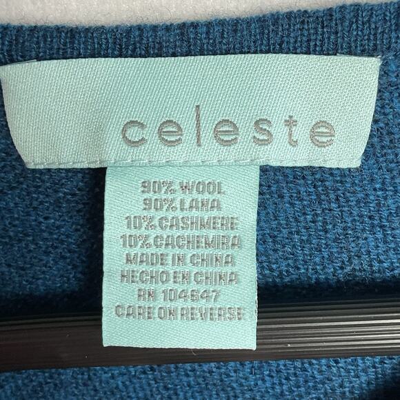 Celeste Womens Cashmere Wool Colorblock Poncho Grey Blue Pullover Cape One Size - Picture 4 of 7